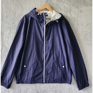 J. Crew Mercantile Jacket Mens Size 2XL Navy Blue Hooded Pockets Full Zip XXL